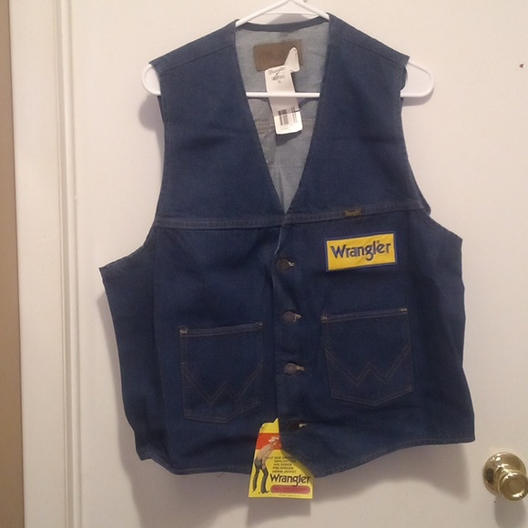 NWT - Wrangler Denim Vest XL Deadstock Nos Cowboy Rodeo USA Made - Size XL - Picture 2 of 8